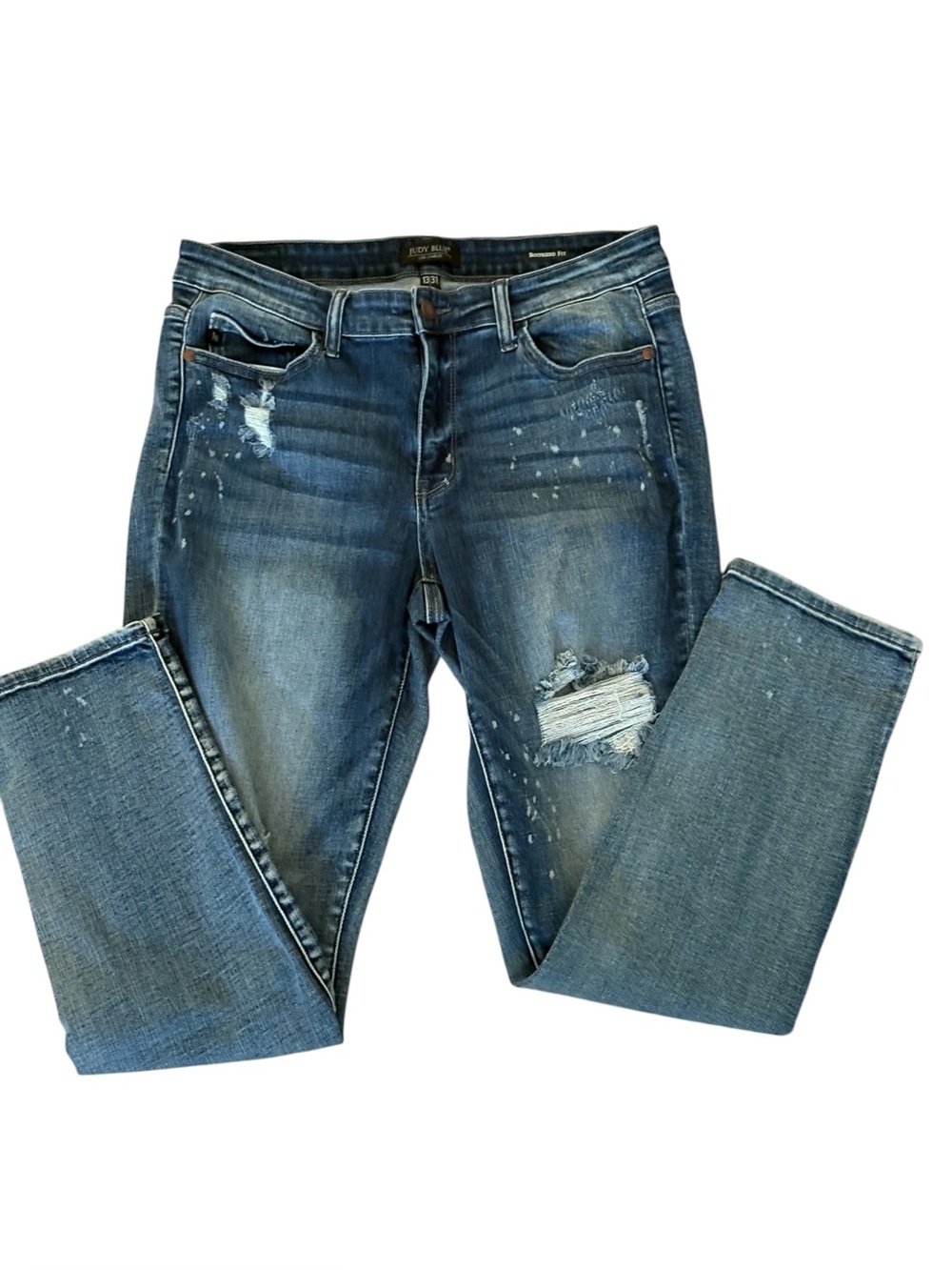 Judy Blue Boyrfriend Fit Distressed Size 13/31 JB82169LT Bleach Splatter